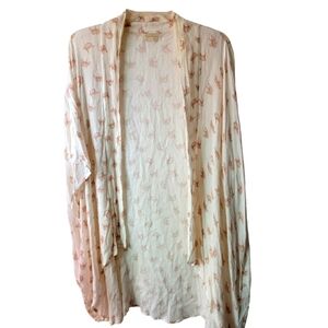 SYMBOLOGY WOMEN'S Ginko PRINT KIMONO cover-up IVORY TAN ONE SIZE